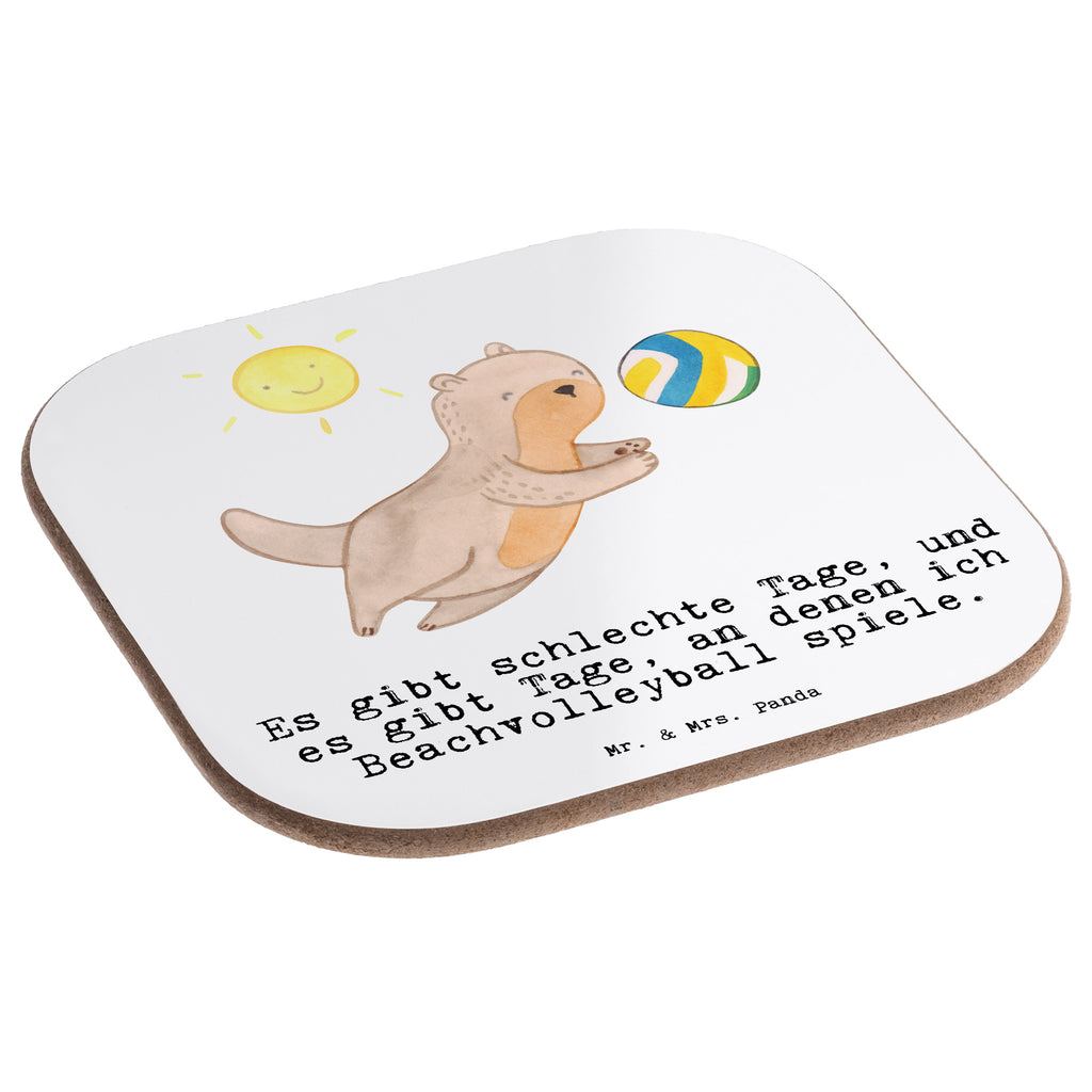 Quadratische Untersetzer Otter Beachvolleyball Tage Bierdeckel, Glasuntersetzer, Untersetzer Gläser, Getränkeuntersetzer, Geschenk, Sport, Sportart, Hobby, Schenken, Danke, Dankeschön, Auszeichnung, Gewinn, Sportler, Beachvolleyball, Volleyball, Ballsport, Volleyballturnier