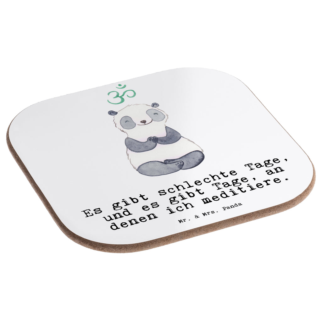 Quadratische Untersetzer Panda Meditieren Tage Bierdeckel, Glasuntersetzer, Untersetzer Gläser, Getränkeuntersetzer, Geschenk, Sport, Sportart, Hobby, Schenken, Danke, Dankeschön, Auszeichnung, Gewinn, Sportler, Meditieren, Meditation, Meditationskurs