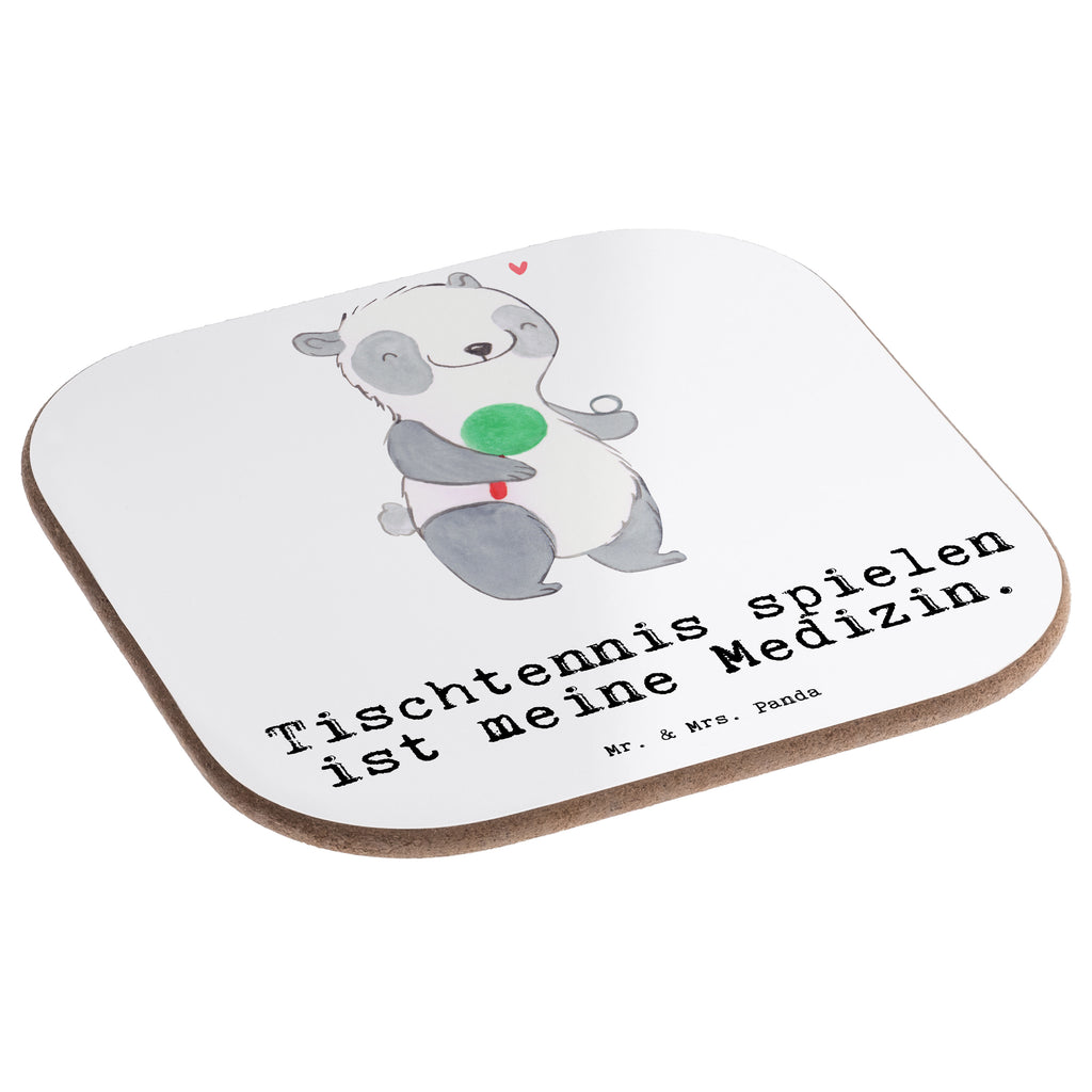 Quadratische Untersetzer Panda Tischtennis Medizin Bierdeckel, Glasuntersetzer, Untersetzer Gläser, Getränkeuntersetzer, Geschenk, Sport, Sportart, Hobby, Schenken, Danke, Dankeschön, Auszeichnung, Gewinn, Sportler, Tischtennis, Tischtennis Bund, Tischtennis Verein, Ballsport