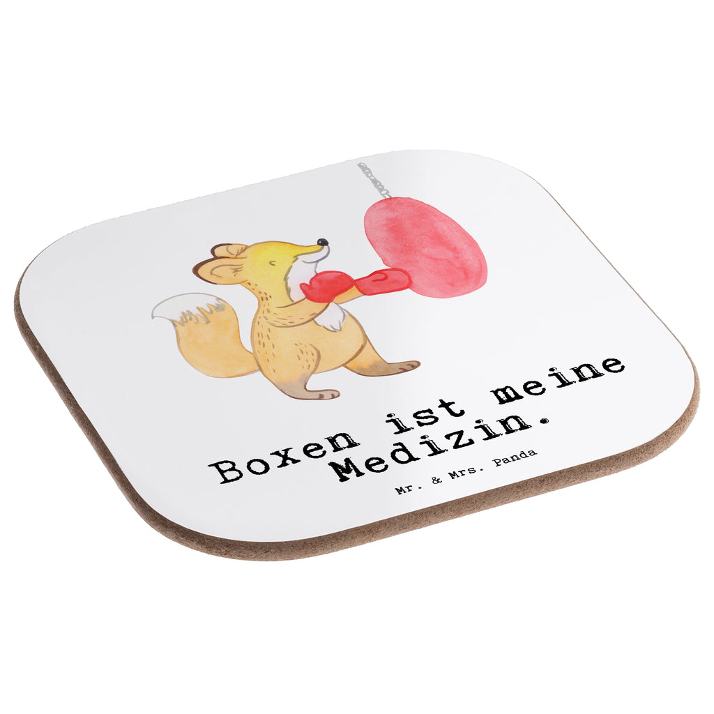 Quadratische Untersetzer Fuchs Boxen Medizin Bierdeckel, Glasuntersetzer, Untersetzer Gläser, Getränkeuntersetzer, Geschenk, Sport, Sportart, Hobby, Schenken, Danke, Dankeschön, Auszeichnung, Gewinn, Sportler, Boxen, Boxkampf, Boxtraining