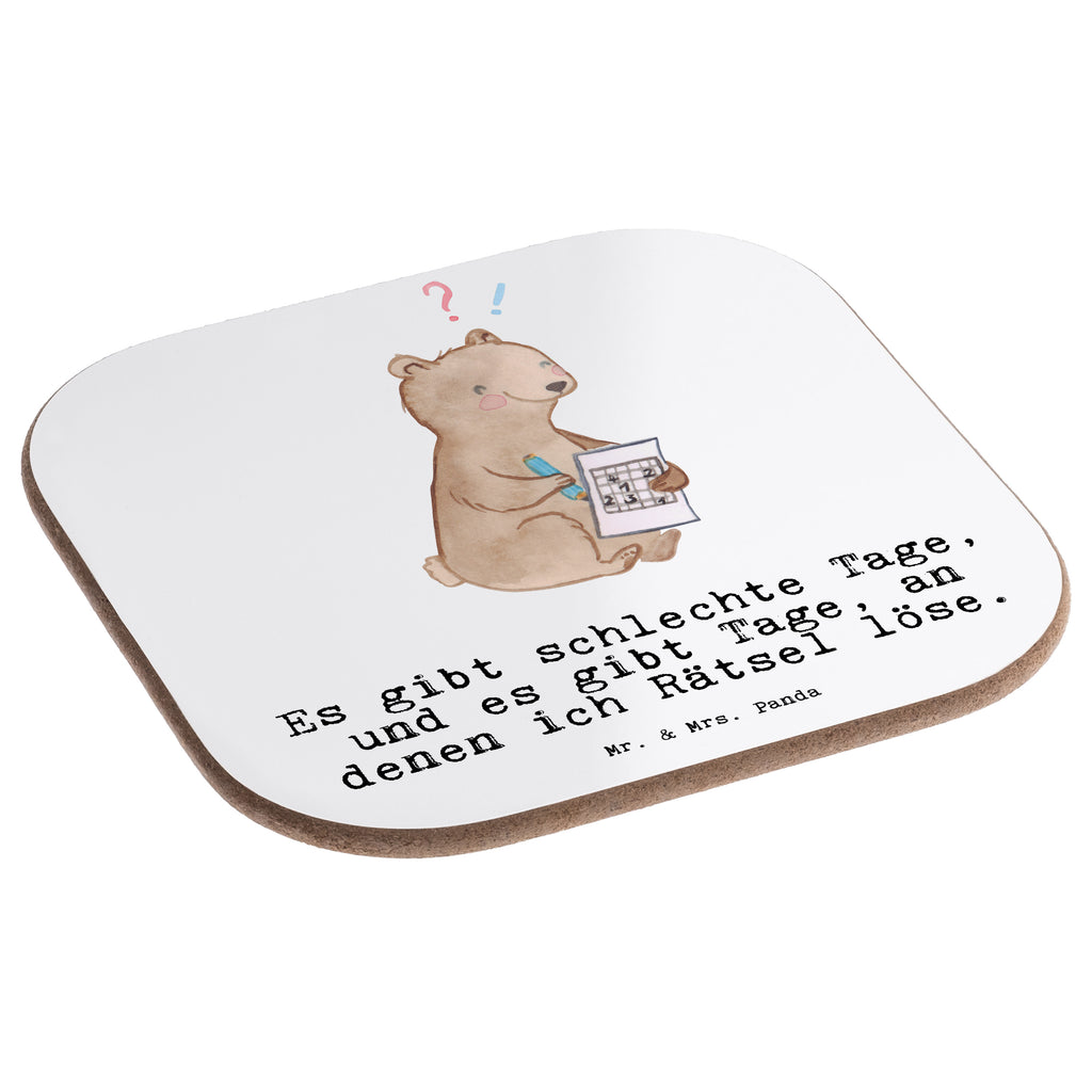 Quadratische Untersetzer Bär Rätsel lösen Tage Bierdeckel, Glasuntersetzer, Untersetzer Gläser, Getränkeuntersetzer, Geschenk, Sport, Sportart, Hobby, Schenken, Danke, Dankeschön, Auszeichnung, Gewinn, Sportler, Rätsel lösen, Kreuzworträtsel lösen, Knobeln, Gedächtnistraining, Gedächtnissport