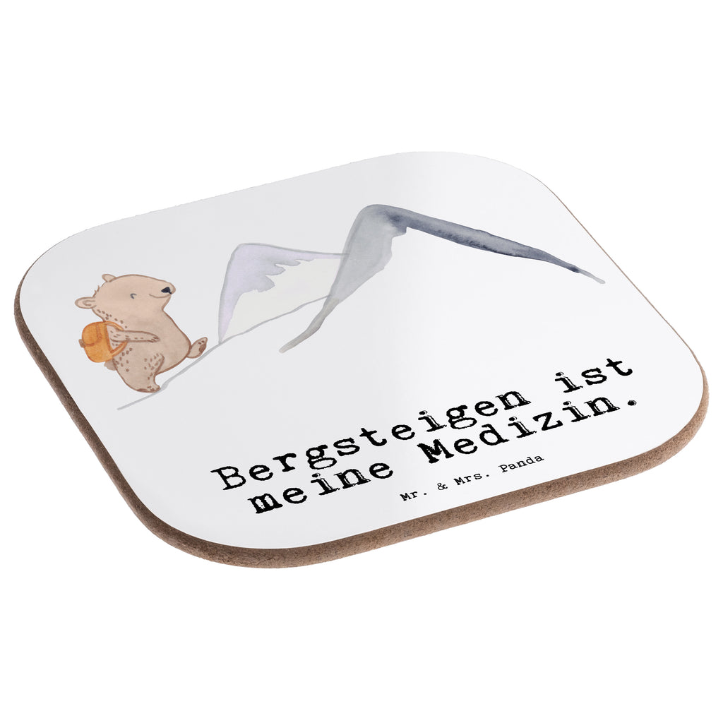 Quadratische Untersetzer Bär Bergsteigen Medizin Bierdeckel, Glasuntersetzer, Untersetzer Gläser, Getränkeuntersetzer, Geschenk, Sport, Sportart, Hobby, Schenken, Danke, Dankeschön, Auszeichnung, Gewinn, Sportler, Bergsteigen, wandern, Bergsport, Trekking, Alpinismus, Alpinwandern