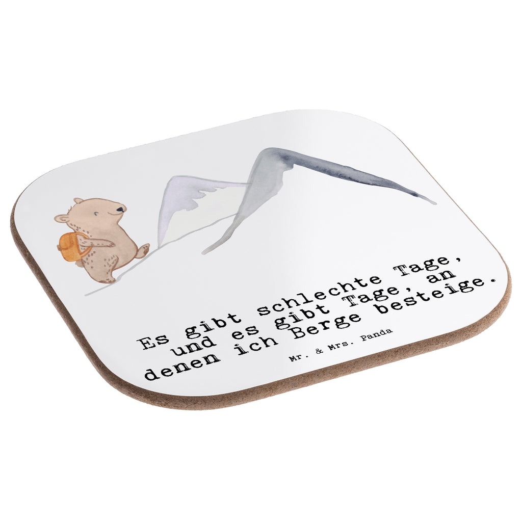 Quadratische Untersetzer Bär Bergsteigen Tage Bierdeckel, Glasuntersetzer, Untersetzer Gläser, Getränkeuntersetzer, Geschenk, Sport, Sportart, Hobby, Schenken, Danke, Dankeschön, Auszeichnung, Gewinn, Sportler, Bergsteigen, wandern, Bergsport, Trekking, Alpinismus, Alpinwandern