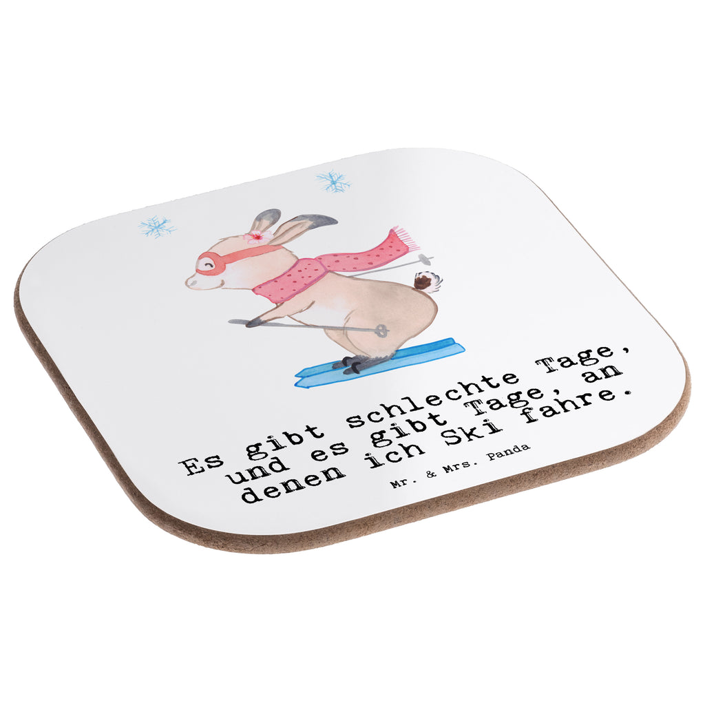 Quadratische Untersetzer Bär Skifahren Tage Bierdeckel, Glasuntersetzer, Untersetzer Gläser, Getränkeuntersetzer, Geschenk, Sport, Sportart, Hobby, Schenken, Danke, Dankeschön, Auszeichnung, Gewinn, Sportler, Ski fahren, Skifahren, Skisport, Skiwettbewerb, Skirennen