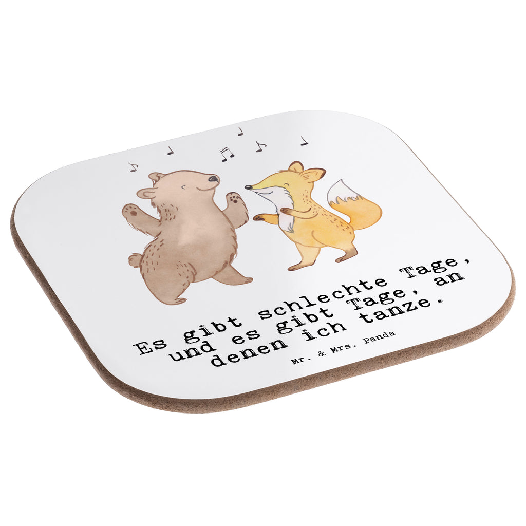 Quadratische Untersetzer Hase Tanzen Tage Bierdeckel, Glasuntersetzer, Untersetzer Gläser, Getränkeuntersetzer, Geschenk, Sport, Sportart, Hobby, Schenken, Danke, Dankeschön, Auszeichnung, Gewinn, Sportler, Tanzen, tanzen gehen, Tanzschule, Tanzkurs