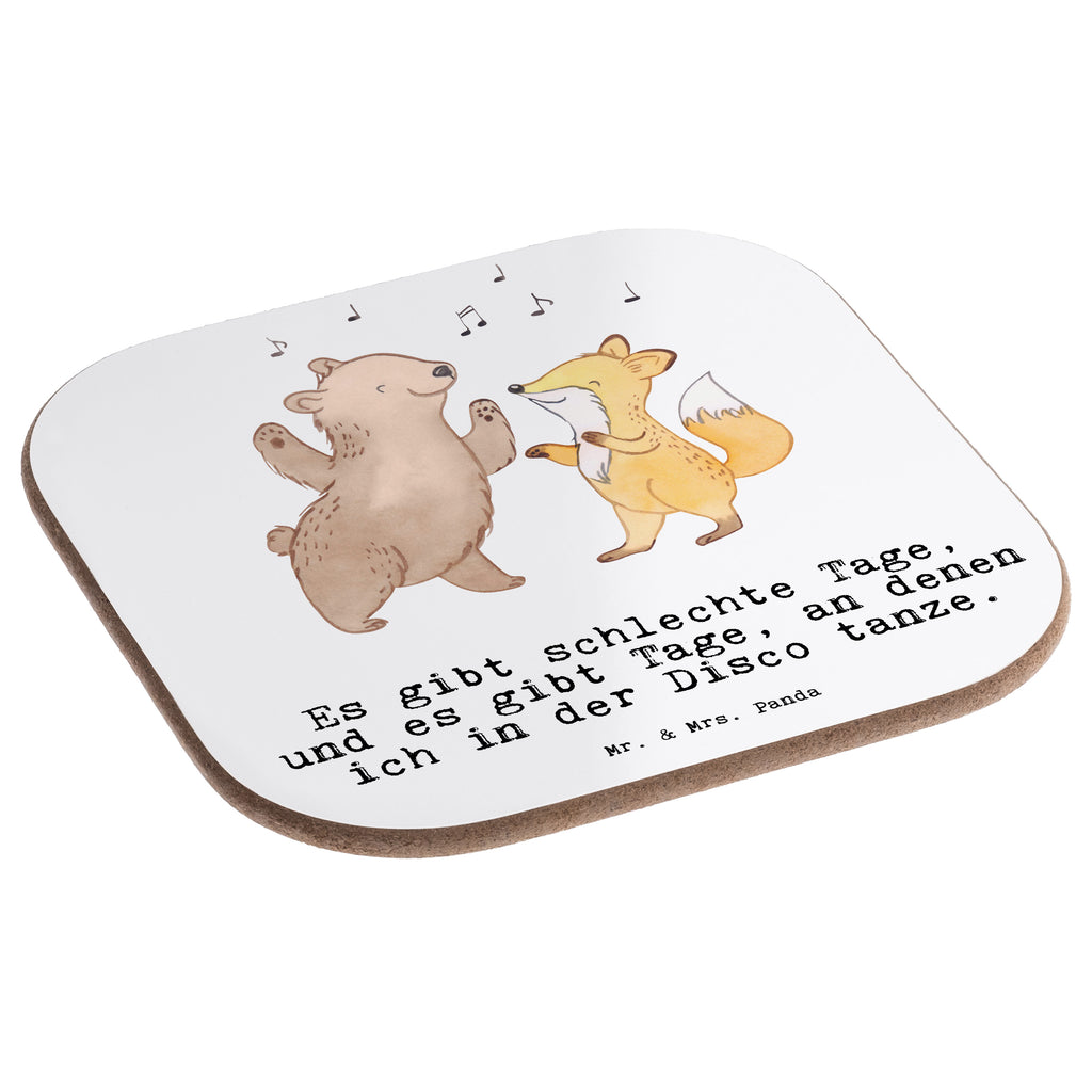 Quadratische Untersetzer Bär & Fuchs Disco Tage Bierdeckel, Glasuntersetzer, Untersetzer Gläser, Getränkeuntersetzer, Geschenk, Sport, Sportart, Hobby, Schenken, Danke, Dankeschön, Auszeichnung, Gewinn, Sportler, Disco, Clubs, Tanzen, Feiern, Clubbing, Tanzstimmung, Nachtclub