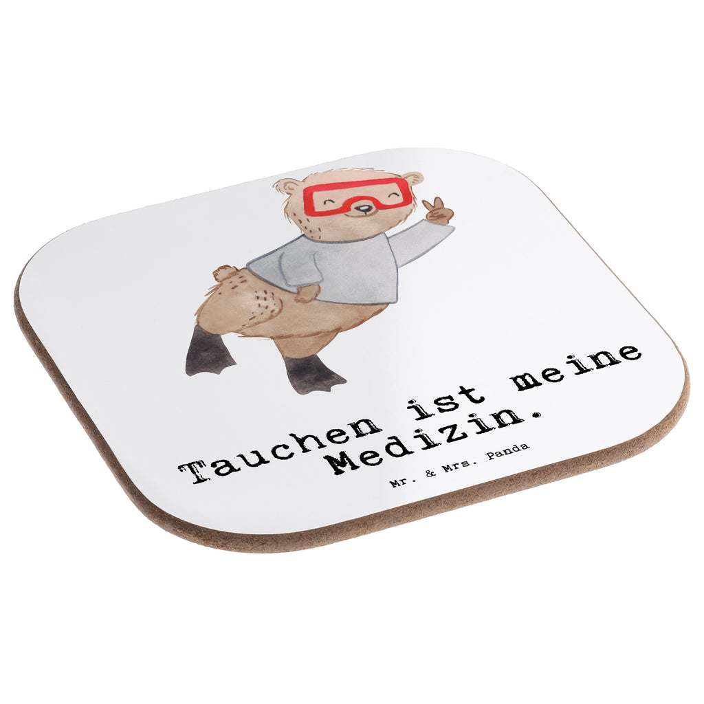 Quadratische Untersetzer Bär Tauchen Medizin Bierdeckel, Glasuntersetzer, Untersetzer Gläser, Getränkeuntersetzer, Geschenk, Sport, Sportart, Hobby, Schenken, Danke, Dankeschön, Auszeichnung, Gewinn, Sportler, Tauchen, schnorcheln, Tauchgang, Tauchschule, Diving, Dive, Unterwasserabenteuer, Tauchsport, Tiefseetauchen, Tauchausflug, Tauchsafari
