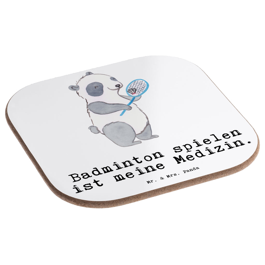 Quadratische Untersetzer Panda Badminton  Medizin Bierdeckel, Glasuntersetzer, Untersetzer Gläser, Getränkeuntersetzer, Geschenk, Sport, Sportart, Hobby, Schenken, Danke, Dankeschön, Auszeichnung, Gewinn, Sportler, Badminton, Badminton spielen