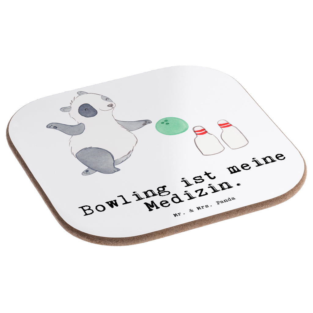 Quadratische Untersetzer Panda Bowling Medizin Bierdeckel, Glasuntersetzer, Untersetzer Gläser, Getränkeuntersetzer, Geschenk, Sport, Sportart, Hobby, Schenken, Danke, Dankeschön, Auszeichnung, Gewinn, Sportler, Bowling, Bowlen gehen, Bowling Center
