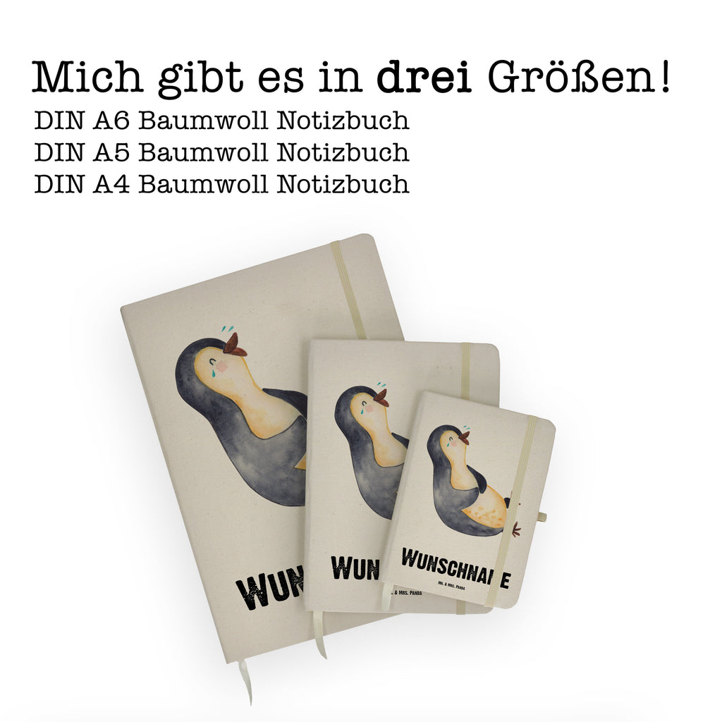 DIN A4 Personalisiertes Notizbuch Pinguin lachend Personalisiertes Notizbuch, Notizbuch mit Namen, Notizbuch bedrucken, Personalisierung, Namensbuch, Namen, Pinguin, Pinguine, lustiger Spruch, Optimismus, Fröhlich, Lachen, Humor, Fröhlichkeit