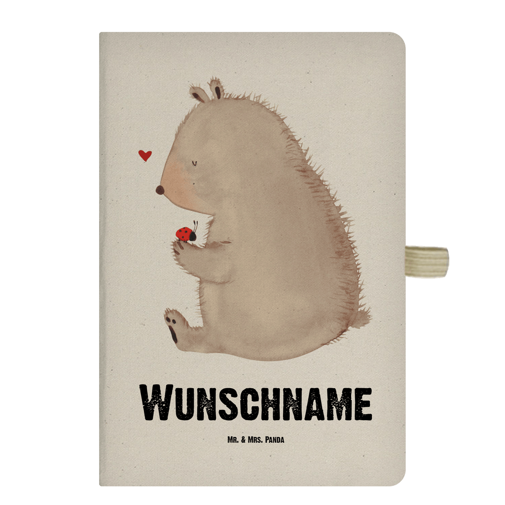 DIN A4 Personalisiertes Notizbuch Bär mit Marienkäfer Personalisiertes Notizbuch, Notizbuch mit Namen, Notizbuch bedrucken, Personalisierung, Namensbuch, Namen, Bär, Teddy, Teddybär, Marienkäfer, Liebe, Freiheit, Motivation, Das Leben ist schön