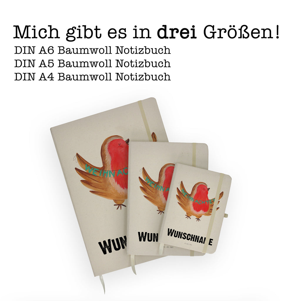 DIN A4 Personalisiertes Notizbuch Rotkehlchen Weihnachten Personalisiertes Notizbuch, Notizbuch mit Namen, Notizbuch bedrucken, Personalisierung, Namensbuch, Namen, Winter, Weihnachten, Weihnachtsdeko, Nikolaus, Advent, Heiligabend, Wintermotiv, Frohe Weihnachten, Weihnachtsmotiv, Weihnachtsgruß, Vogel, xmas
