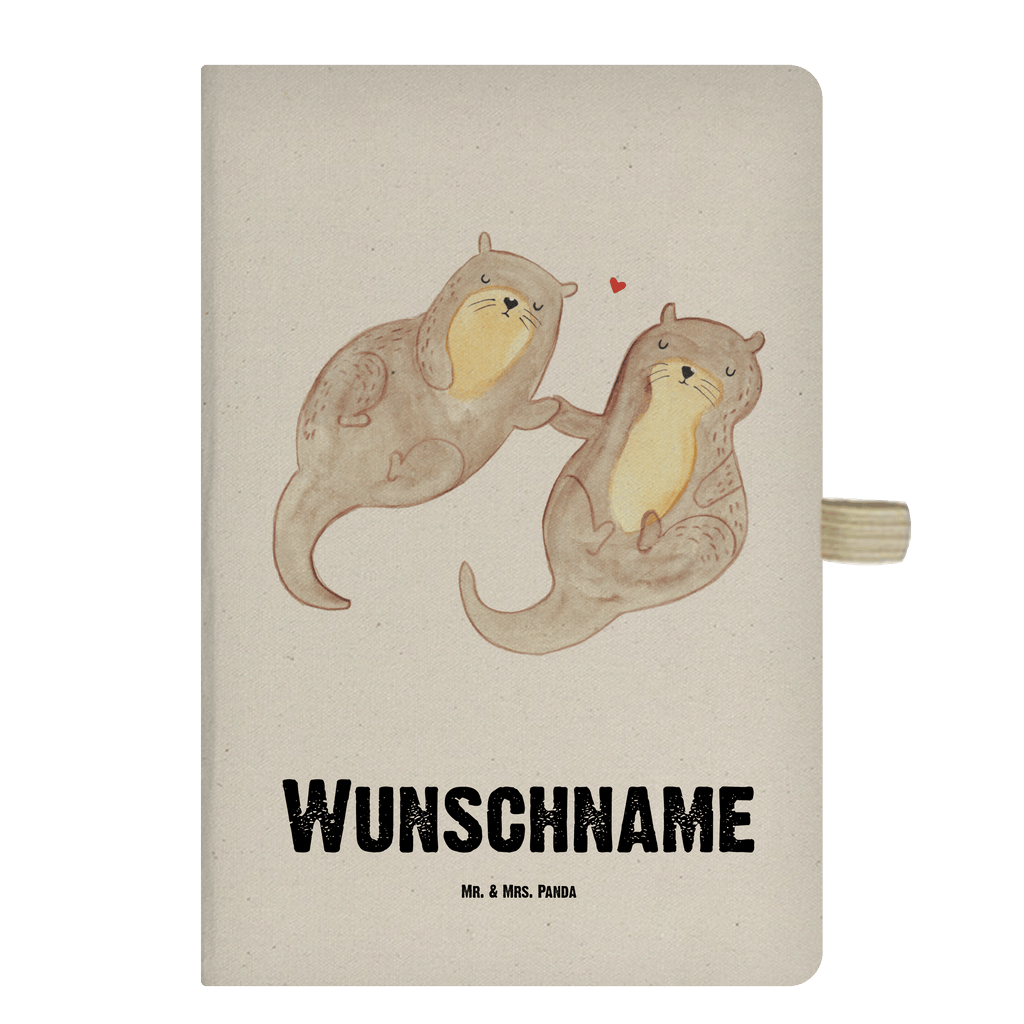 DIN A4 Personalisiertes Notizbuch Otter händchenhaltend Personalisiertes Notizbuch, Notizbuch mit Namen, Notizbuch bedrucken, Personalisierung, Namensbuch, Namen, Otter, Fischotter, Seeotter, Otter Seeotter See Otter
