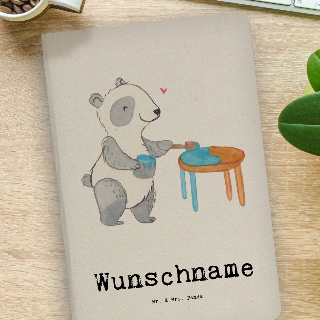 DIN A4 Personalisiertes Notizbuch Panda Möbel restaurieren Tage Personalisiertes Notizbuch, Notizbuch mit Namen, Notizbuch bedrucken, Personalisierung, Namensbuch, Namen, Geschenk, Sport, Sportart, Hobby, Schenken, Danke, Dankeschön, Auszeichnung, Gewinn, Sportler, Möbel restaurieren, antike Möbel restaurieren, Handwerk, Restaurator