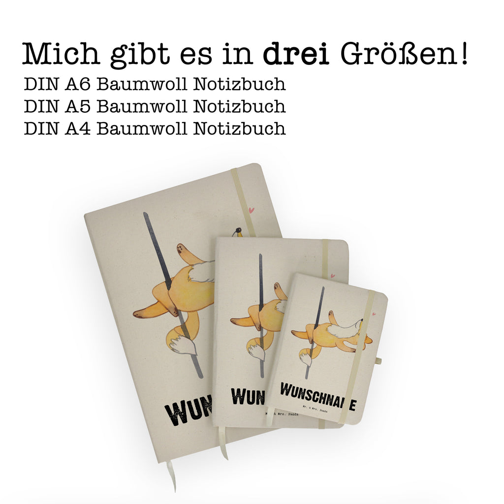 DIN A4 Personalisiertes Notizbuch Fuchs Poledance Tage Personalisiertes Notizbuch, Notizbuch mit Namen, Notizbuch bedrucken, Personalisierung, Namensbuch, Namen, Geschenk, Sport, Sportart, Hobby, Schenken, Danke, Dankeschön, Auszeichnung, Gewinn, Sportler, Pole Dance, Tanzen, Tanz