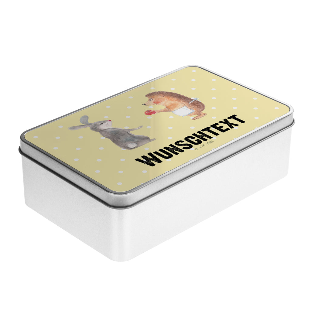 Personalisierte Metalldose Liebe ist nie ohne Schmerz Personalisierte Metalldose, Dose mit Namen, Namensdose, Kiste mit Namen, Namenskiste, Tiermotive, Gute Laune, lustige Sprüche, Tiere, Igel und Hase, Igel, Hase, Liebe Spruch, Liebeskummer Geschenk, Herzschmerz, Trösten, Trennungsschmerz, Spruch romantisch