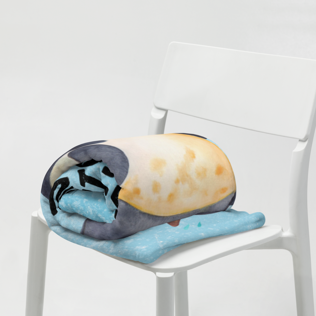 Kuscheldecke Pinguin lachend Decke, Wohndecke, Tagesdecke, Wolldecke, Sofadecke, Pinguin, Pinguine, lustiger Spruch, Optimismus, Fröhlich, Lachen, Humor, Fröhlichkeit