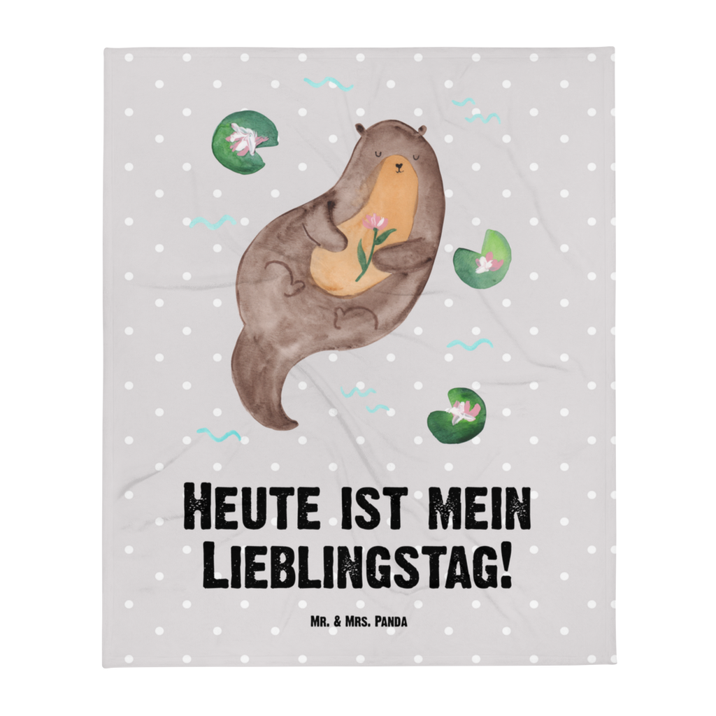 Kuscheldecke Otter mit Seerose Decke, Wohndecke, Tagesdecke, Wolldecke, Sofadecke, Otter, Fischotter, Seeotter, Otter Seeotter See Otter