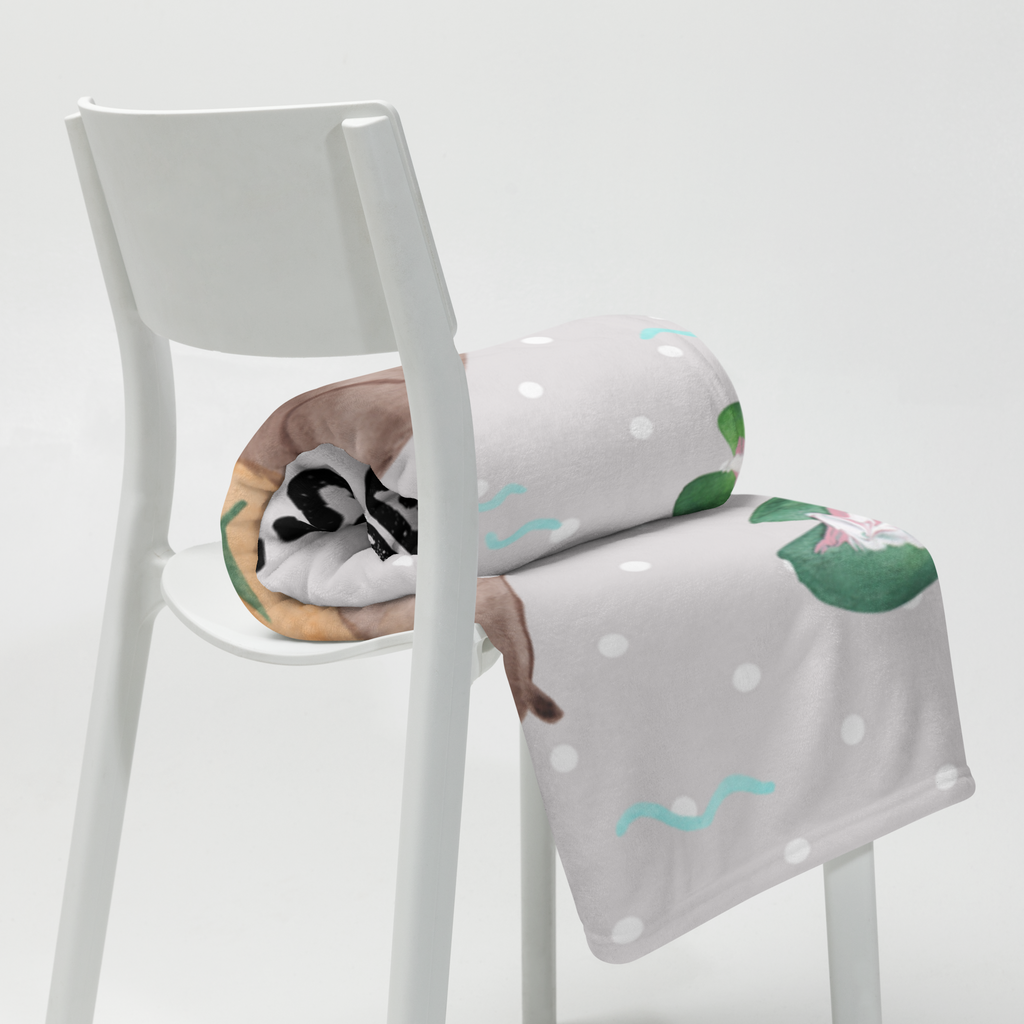 Kuscheldecke Otter mit Seerose Decke, Wohndecke, Tagesdecke, Wolldecke, Sofadecke, Otter, Fischotter, Seeotter, Otter Seeotter See Otter