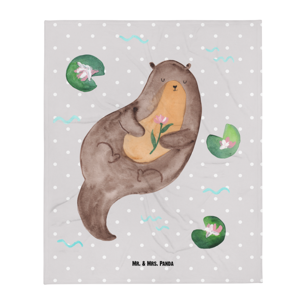 Kuscheldecke Otter mit Seerose Decke, Wohndecke, Tagesdecke, Wolldecke, Sofadecke, Otter, Fischotter, Seeotter, Otter Seeotter See Otter