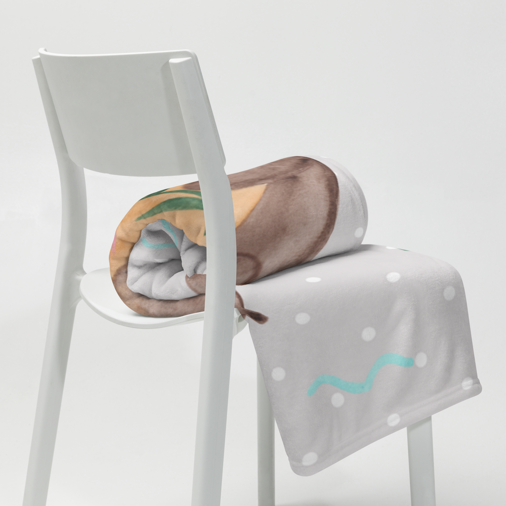 Kuscheldecke Otter mit Seerose Decke, Wohndecke, Tagesdecke, Wolldecke, Sofadecke, Otter, Fischotter, Seeotter, Otter Seeotter See Otter