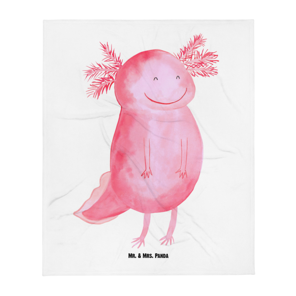 Kuscheldecke Axolotl glücklich Decke, Wohndecke, Tagesdecke, Wolldecke, Sofadecke, Axolotl, Molch, Axolot, Schwanzlurch, Lurch, Lurche, Motivation, gute Laune