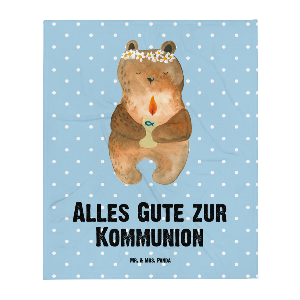 Kuscheldecke Kommunion-Bär Decke, Wohndecke, Tagesdecke, Wolldecke, Sofadecke, Bär, Teddy, Teddybär, Kommunion, Gottes Segen, Taufkerze, katholisch