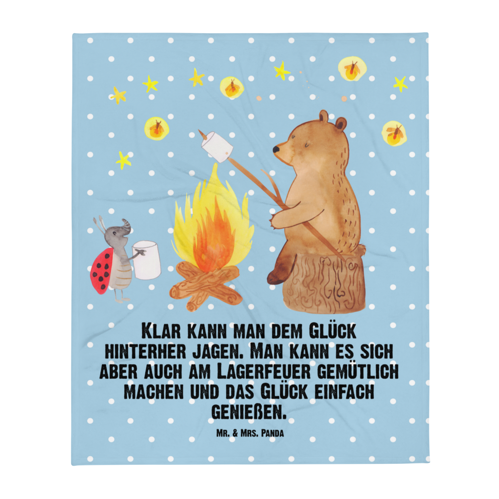 Kuscheldecke Bär & Marienkäfer Lagerfeuer Decke, Wohndecke, Tagesdecke, Wolldecke, Sofadecke, Bär, Teddy, Teddybär, Lagerfeuer