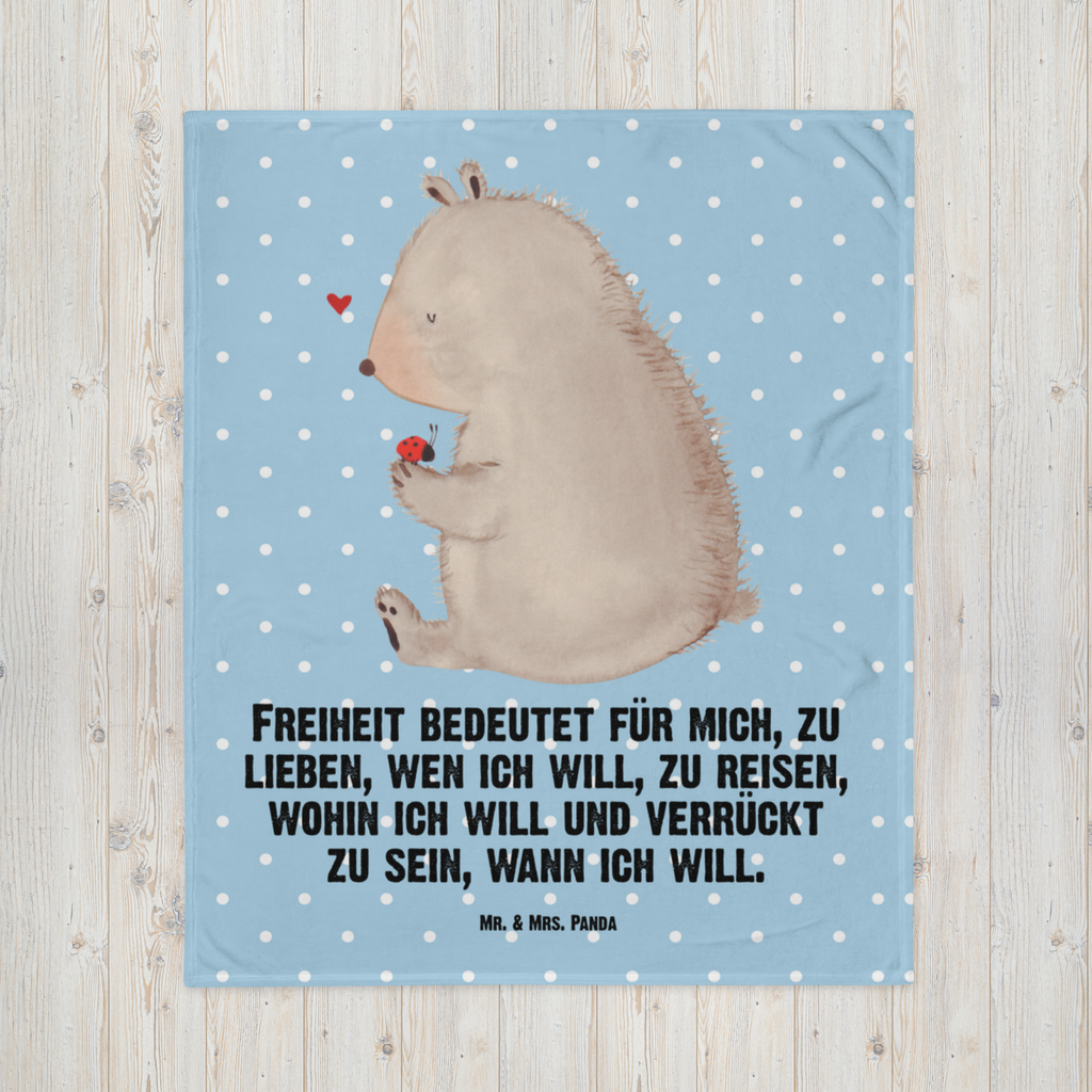 Kuscheldecke Bär mit Marienkäfer Decke, Wohndecke, Tagesdecke, Wolldecke, Sofadecke, Bär, Teddy, Teddybär, Marienkäfer, Liebe, Freiheit, Motivation, Das Leben ist schön