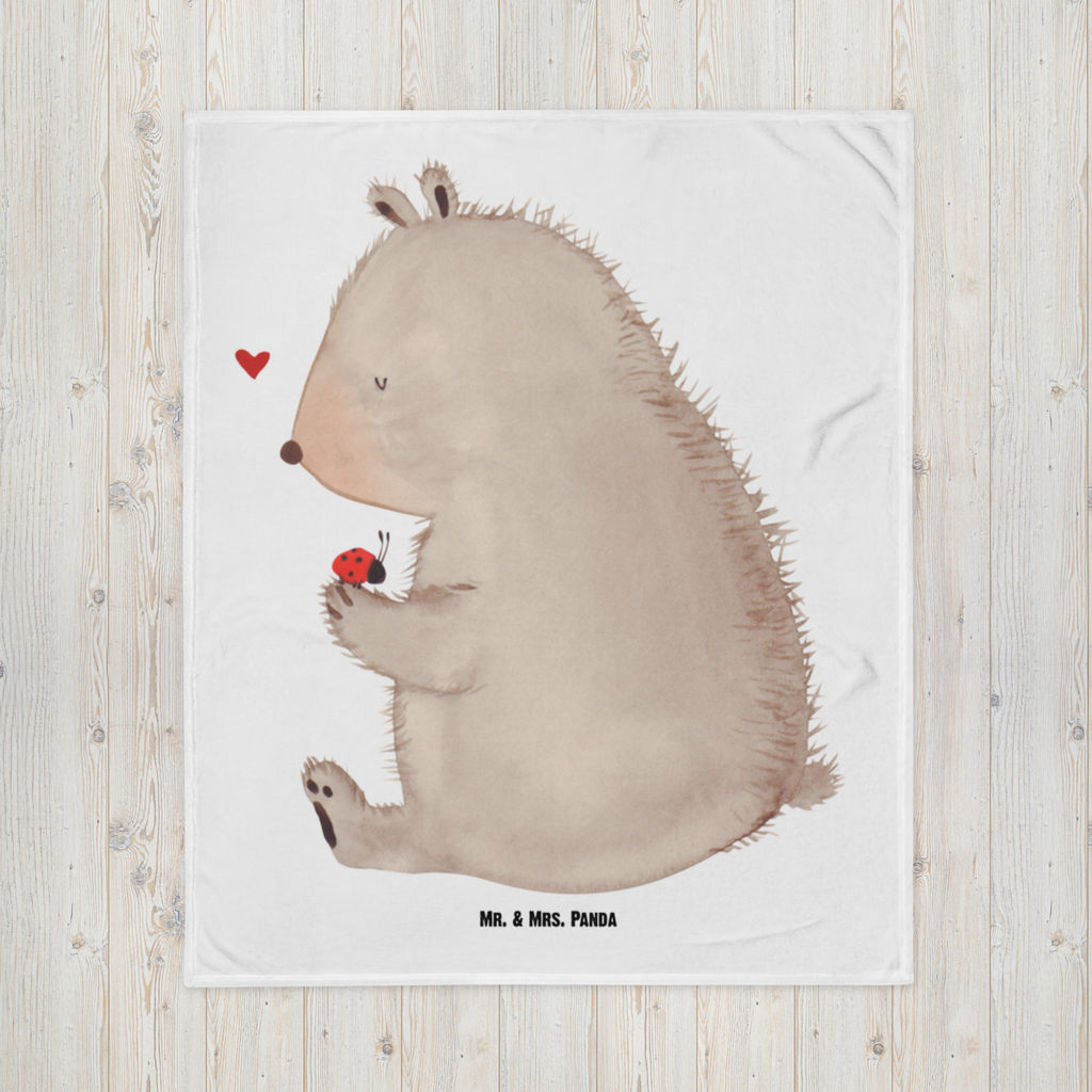 Kuscheldecke Bär mit Marienkäfer Decke, Wohndecke, Tagesdecke, Wolldecke, Sofadecke, Bär, Teddy, Teddybär, Marienkäfer, Liebe, Freiheit, Motivation, Das Leben ist schön