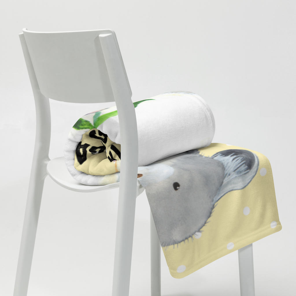 Kuscheldecke Chinchilla mit Blume Decke, Wohndecke, Tagesdecke, Wolldecke, Sofadecke, Tiermotive, Gute Laune, lustige Sprüche, Tiere, Chinchilla, Chinchillas, Liebeskummer, Kummer, Depressionen, traurig sein, Chaos, Glücklichsein, Büro, Büroalltag