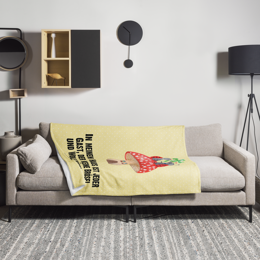 Kuscheldecke Marienkäfer Paar Fliegenpilz Decke, Wohndecke, Tagesdecke, Wolldecke, Sofadecke, Tiermotive, Gute Laune, lustige Sprüche, Tiere, Haus, Wohnung, zuhause, Fliegenpilz, Marienkäfer, Fleigenpilzhaus