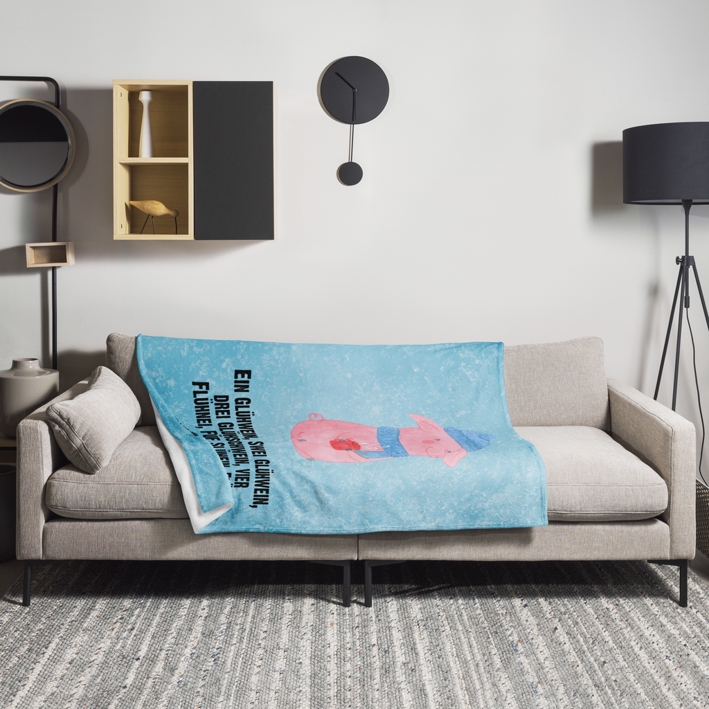 Kuscheldecke Lallelndes Glühschwein Decke, Wohndecke, Tagesdecke, Wolldecke, Sofadecke, Winter, Weihnachten, Weihnachtsdeko, Nikolaus, Advent, Heiligabend, Wintermotiv, Glühwein, Betrunken, Weihnachtsmarkt, Spruch