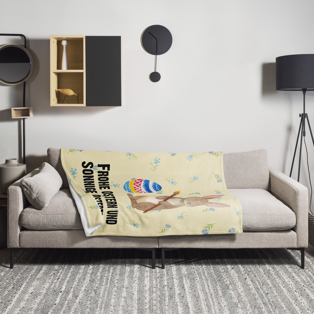 Kuscheldecke Hase Eiermalen Decke, Wohndecke, Tagesdecke, Wolldecke, Sofadecke, Ostern, Osterhase, Ostergeschenke, Osternest, Osterdeko, Geschenk zu Ostern, Frohe Ostern, Ostergrüße, Osterblume, Osterei, bemalte Ostereier, Hase, Kaninchen, Eiermalen