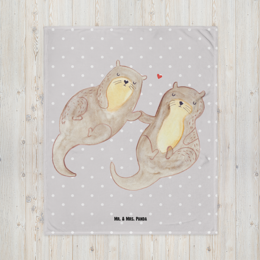 Kuscheldecke Otter händchenhaltend Decke, Wohndecke, Tagesdecke, Wolldecke, Sofadecke, Otter, Fischotter, Seeotter, Otter Seeotter See Otter