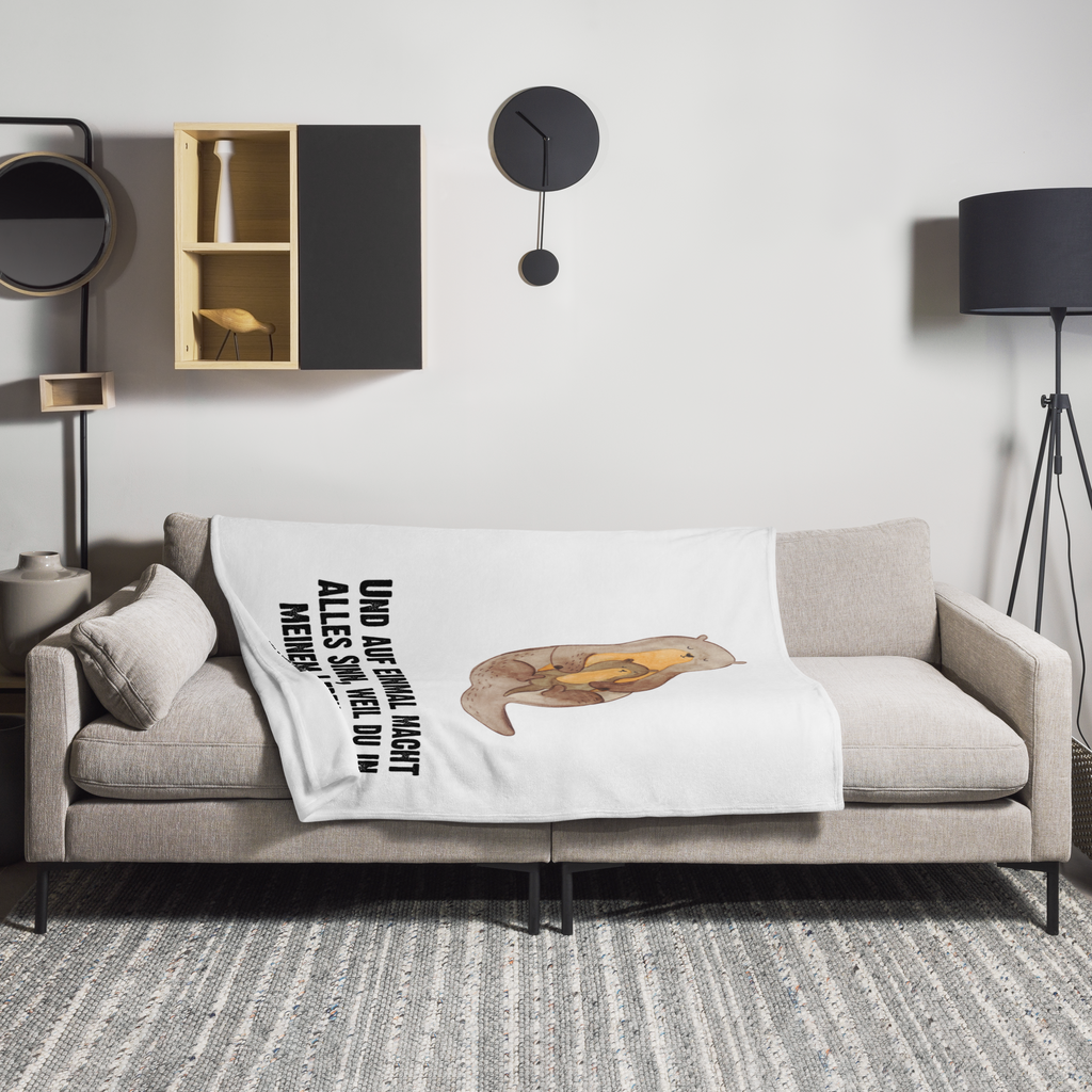 Kuscheldecke Otter mit Kind Decke, Wohndecke, Tagesdecke, Wolldecke, Sofadecke, Otter, Fischotter, Seeotter, Otter Seeotter See Otter