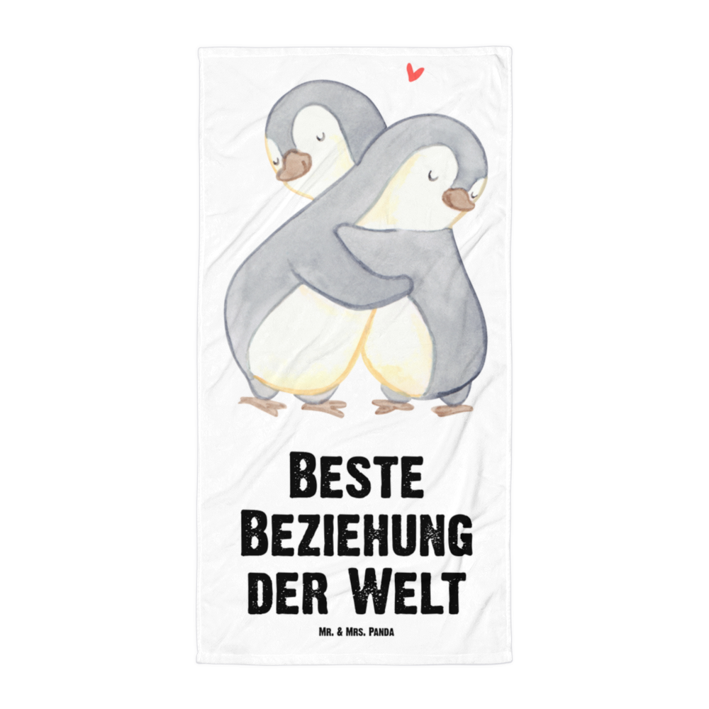 XL Badehandtuch Pinguin Beste Beziehung der Welt Handtuch, Badetuch, Duschtuch, Strandtuch, Saunatuch, für, Dankeschön, Geschenk, Schenken, Geburtstag, Geburtstagsgeschenk, Geschenkidee, Danke, Bedanken, Mitbringsel, Freude machen, Geschenktipp, Beziehung, Zusammen sein, Miteinander gehen, Liebe, Verlieb, Liebesgeschenk