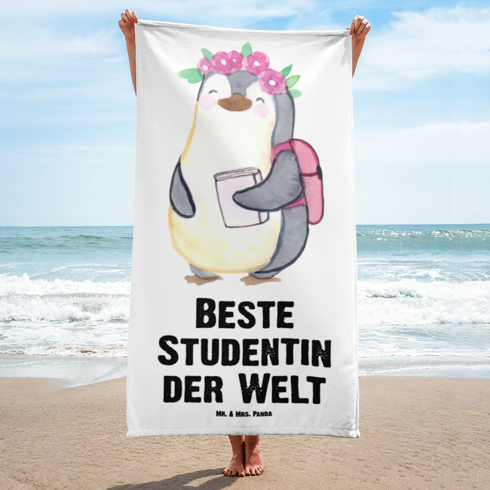 XL Badehandtuch Pinguin Beste Studentin der Welt Handtuch, Badetuch, Duschtuch, Strandtuch, Saunatuch, für, Dankeschön, Geschenk, Schenken, Geburtstag, Geburtstagsgeschenk, Geschenkidee, Danke, Bedanken, Mitbringsel, Freude machen, Geschenktipp, Studentin, Studium, Tochter, Spaß, Musterschülerin, lustig, Studienabschluss, witzig, Universität, Abschluss, Alumni, Uni, Studenten, Hochschule
