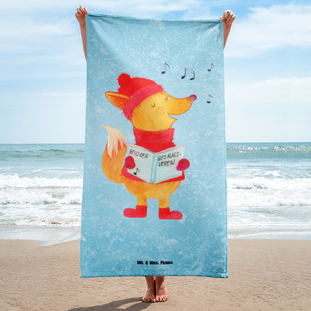 XL Badehandtuch Fuchs Sänger Handtuch, Badetuch, Duschtuch, Strandtuch, Saunatuch, Winter, Weihnachten, Weihnachtsdeko, Nikolaus, Advent, Heiligabend, Wintermotiv, Fuchs, Füchse, Sänger, Geschenk Sänger, Singen, Weihnachtslieder