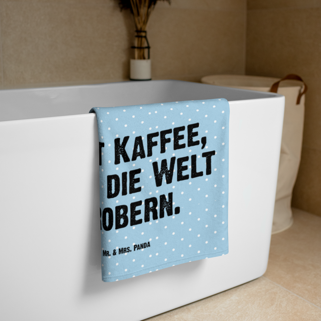 XL Badehandtuch Bär Kaffee Handtuch, Badetuch, Duschtuch, Strandtuch, Saunatuch, Bär, Teddy, Teddybär, Kaffee, Coffee, Bären, guten Morgen, Morgenroutine, Welt erobern, Welt retten, Motivation