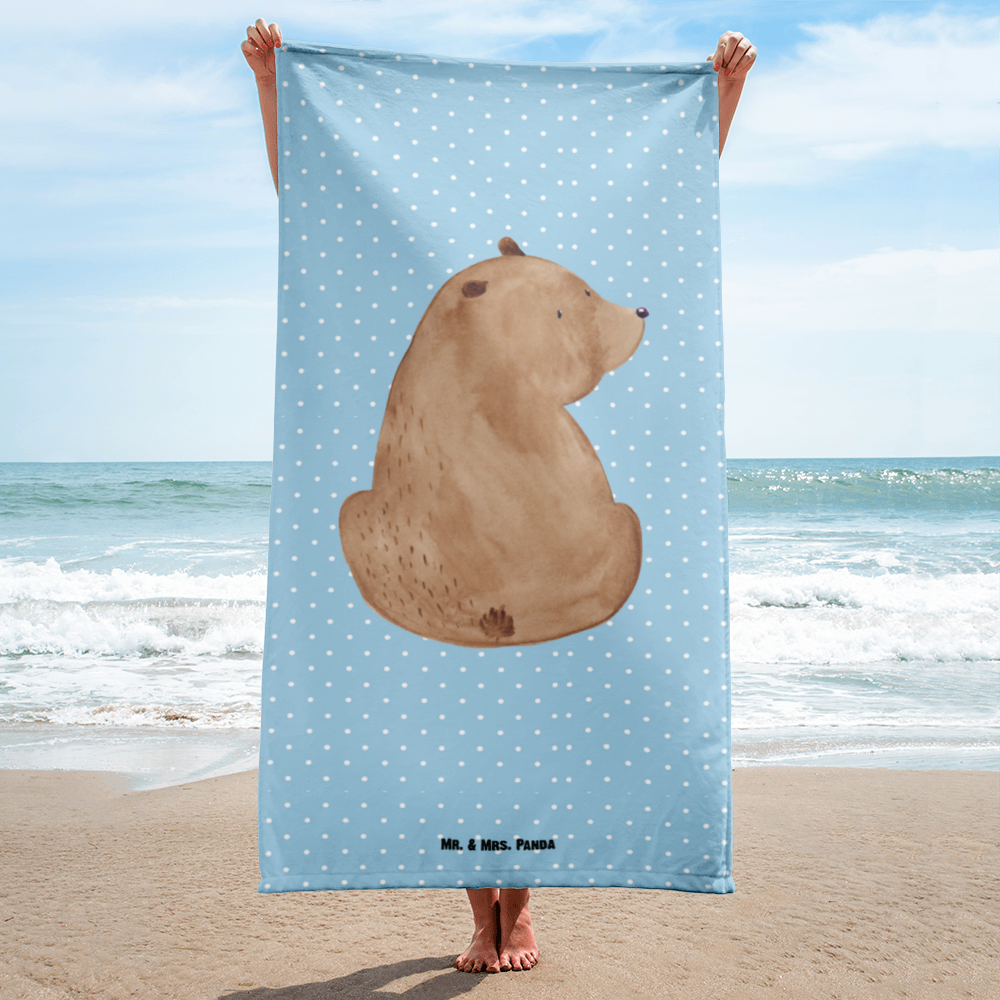 XL Badehandtuch Bär Schulterblick Handtuch, Badetuch, Duschtuch, Strandtuch, Saunatuch, Bär, Teddy, Teddybär, Selbstachtung, Weltansicht, Motivation, Bären, Bärenliebe, Weisheit
