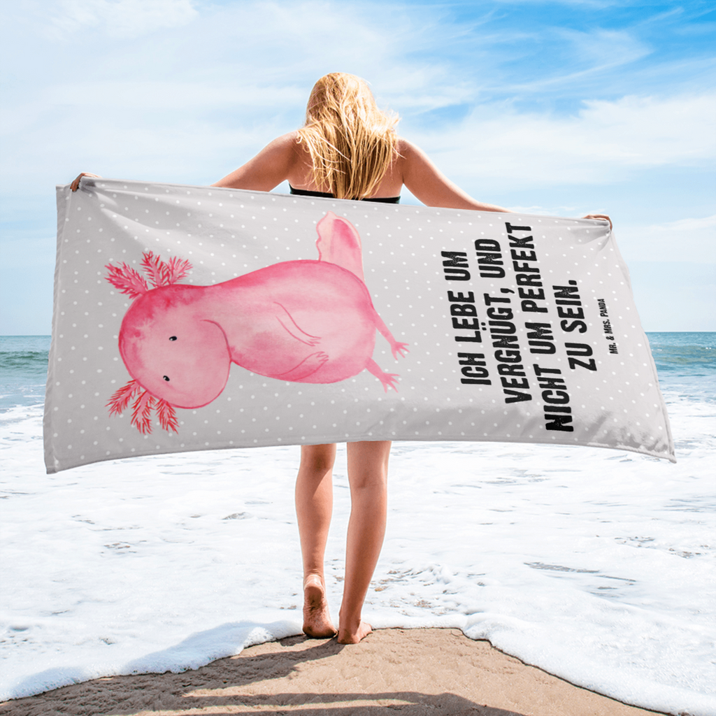 XL Badehandtuch Axolotl Handtuch, Badetuch, Duschtuch, Strandtuch, Saunatuch, Axolotl, Molch, Axolot, vergnügt, fröhlich, zufrieden, Lebensstil, Weisheit, Lebensweisheit, Liebe, Freundin