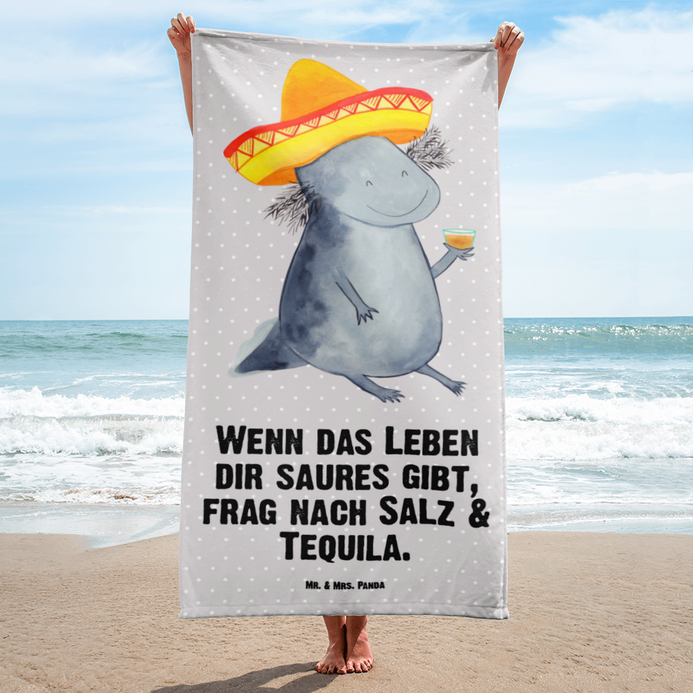 XL Badehandtuch Axolotl Tequila Handtuch, Badetuch, Duschtuch, Strandtuch, Saunatuch, Axolotl, Molch, Mexico, Mexiko, Sombrero, Zitrone, Tequila, Motivation, Spruch, Schwanzlurch, Lurch, Lurche, Axolot, Feuerdrache, Feuersalamander