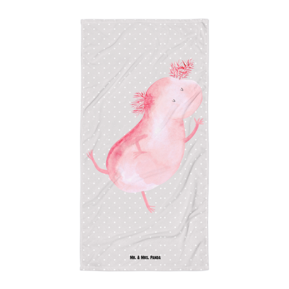 XL Badehandtuch Axolotl tanzt Handtuch, Badetuch, Duschtuch, Strandtuch, Saunatuch, Axolotl, Molch, Axolot, Schwanzlurch, Lurch, Lurche, Dachschaden, Sterne, verrückt, Freundin, beste Freundin