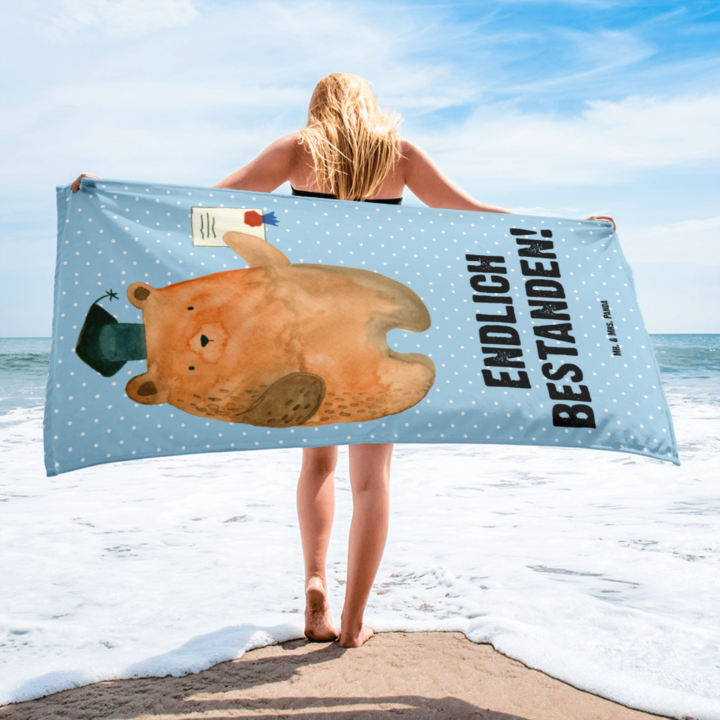 XL Badehandtuch Prüfungsbär Handtuch, Badetuch, Duschtuch, Strandtuch, Saunatuch, Bär, Teddy, Teddybär, Abitur, Prüfungen, Prüfung bestanden, Abschluss, Zeugnis, Abschlusszeugnis