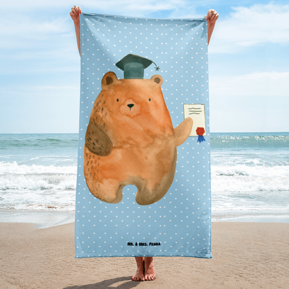 XL Badehandtuch Prüfungsbär Handtuch, Badetuch, Duschtuch, Strandtuch, Saunatuch, Bär, Teddy, Teddybär, Abitur, Prüfungen, Prüfung bestanden, Abschluss, Zeugnis, Abschlusszeugnis