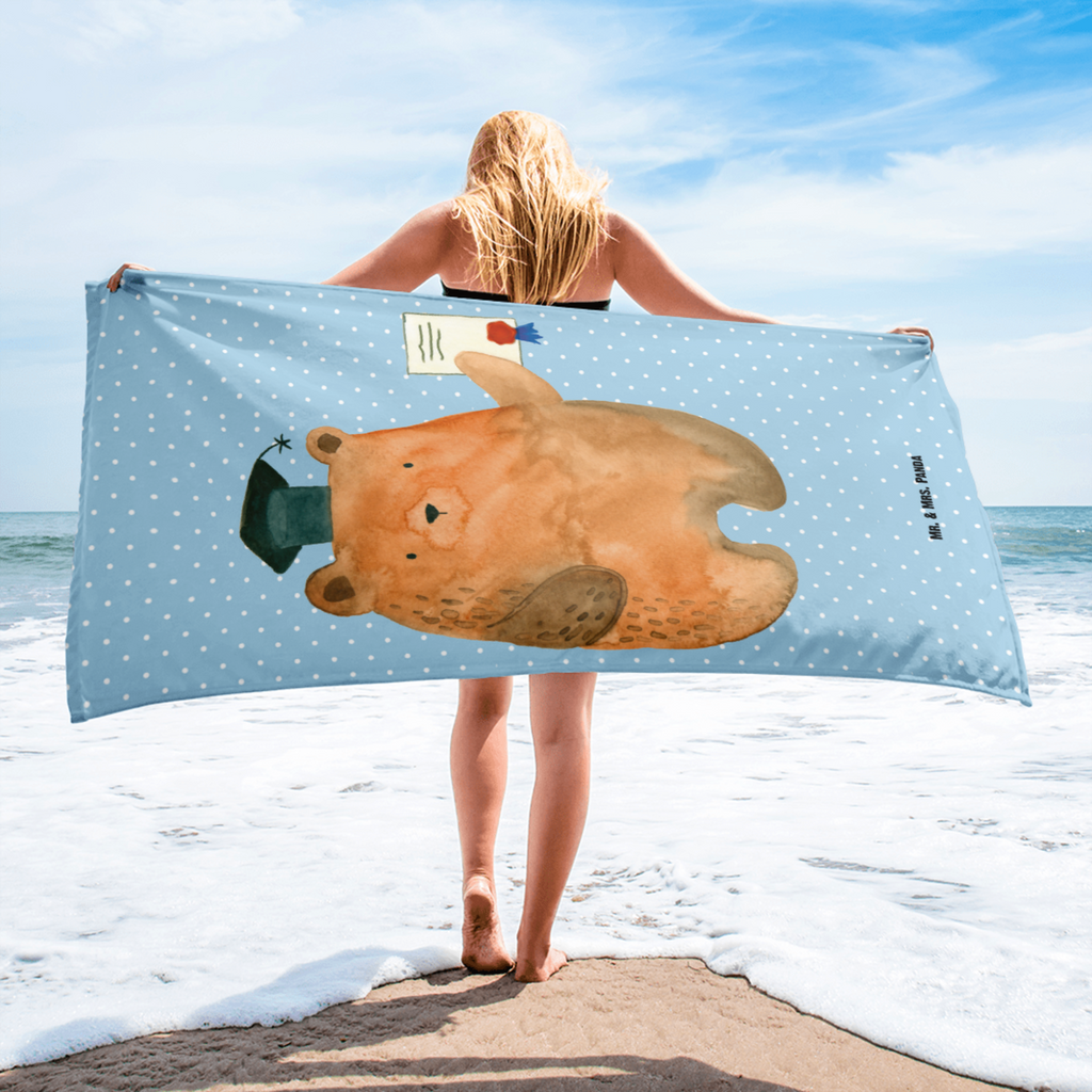 XL Badehandtuch Prüfungsbär Handtuch, Badetuch, Duschtuch, Strandtuch, Saunatuch, Bär, Teddy, Teddybär, Abitur, Prüfungen, Prüfung bestanden, Abschluss, Zeugnis, Abschlusszeugnis