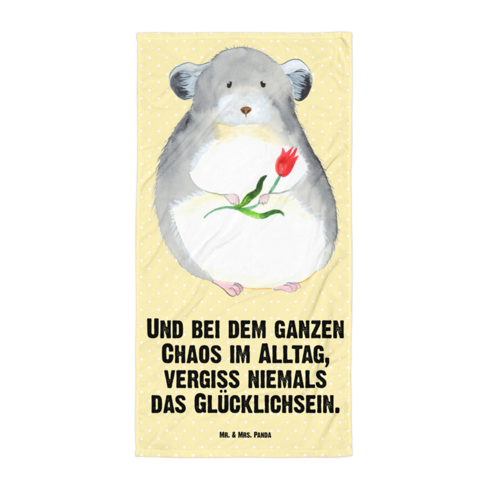 XL Badehandtuch Chinchilla mit Blume Handtuch, Badetuch, Duschtuch, Strandtuch, Saunatuch, Tiermotive, Gute Laune, lustige Sprüche, Tiere, Chinchilla, Chinchillas, Liebeskummer, Kummer, Depressionen, traurig sein, Chaos, Glücklichsein, Büro, Büroalltag