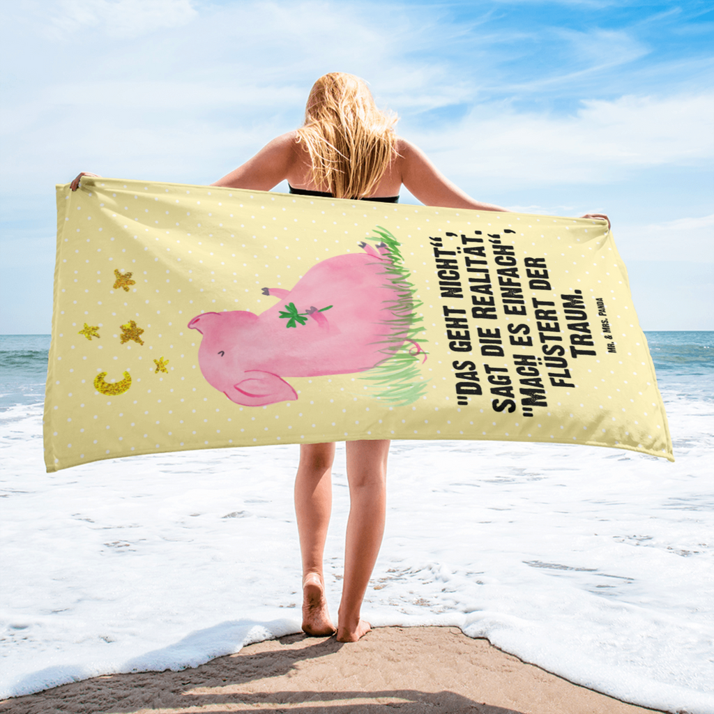 XL Badehandtuch Glücksschwein Handtuch, Badetuch, Duschtuch, Strandtuch, Saunatuch, Tiermotive, Gute Laune, lustige Sprüche, Tiere, Glücksschwein. Glück, Schwein, Schweinchen, Sterne, Sernchen, Ziele, Träume, Motivation, Glücksbringer