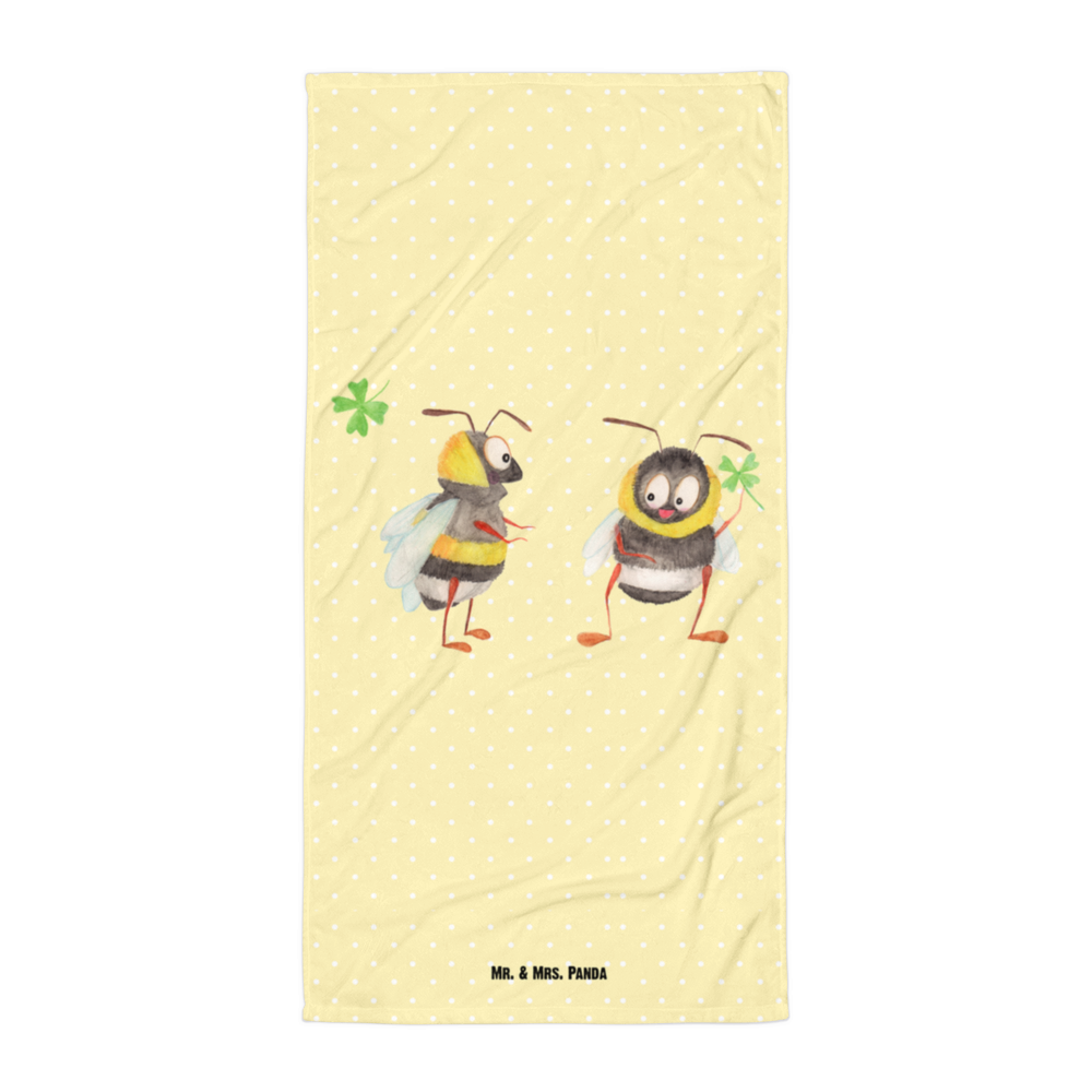 XL Badehandtuch Hummeln mit Kleeblatt Handtuch, Badetuch, Duschtuch, Strandtuch, Saunatuch, Tiermotive, Gute Laune, lustige Sprüche, Tiere, Hummel, Biene, Spruch positiv, Biene Deko, Spruch schön, glücklich sein, glücklich werden, Spruch fröhlich